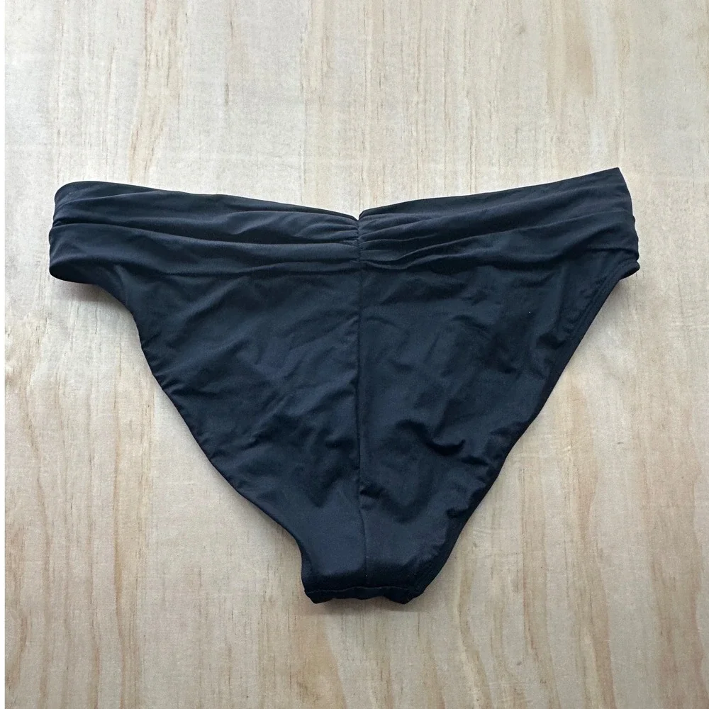 La Blanca Womens Black Ruched Waist Bikini Swimsuit‎ Bottoms Size 12 LB00010